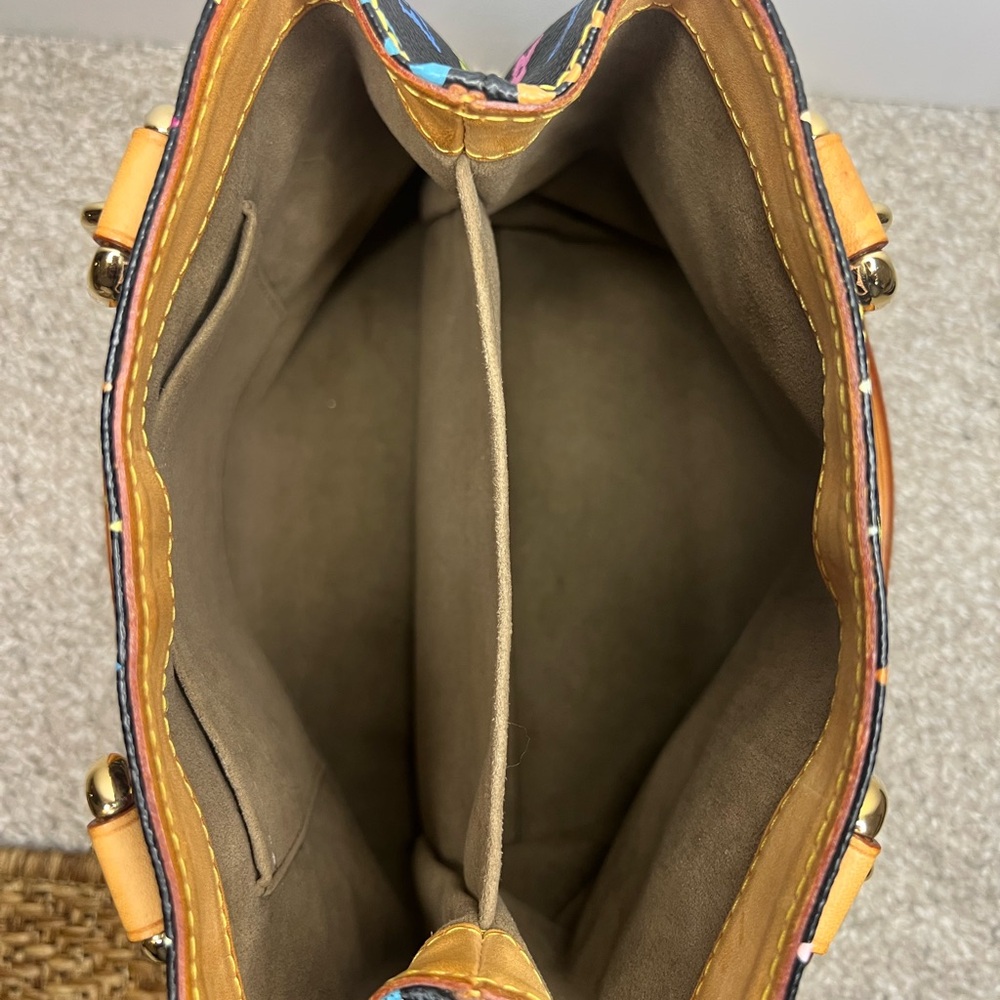 Louis Vuitton Black Murikami Monogram Satchel with Gold Hardware- Authenticated - Picture 9 of 16